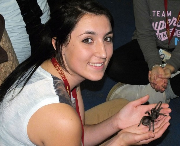 Female student with spider