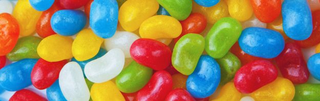 Brightly coloured sweets as an example of processed foods
